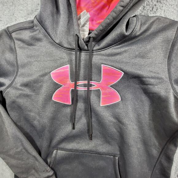 UNDER ARMOUR HOODIE GRAY‎ PINK WOMANS MEDIUM STORM - Picture 2 of 7
